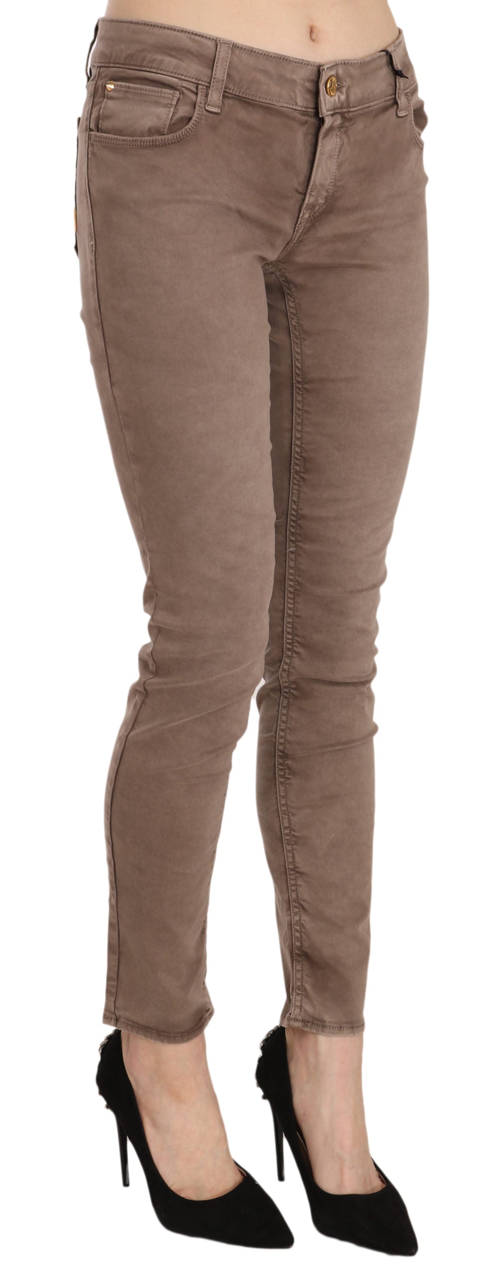 Pantalon CYCLE marron (taille basse, coupe ajustée)