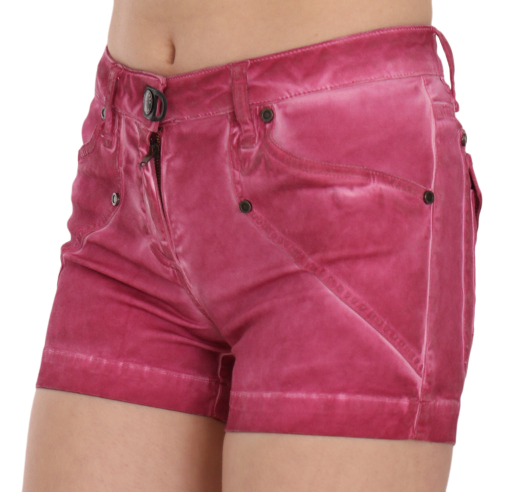 Mini-short en jean PLEIN SUD rose en coton (taille mi-haute)