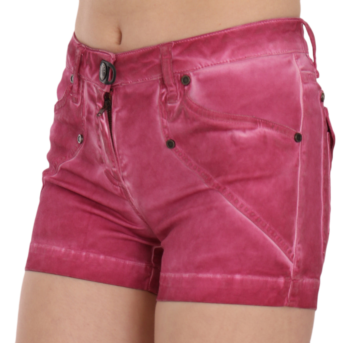 Mini-short en jean PLEIN SUD rose en coton (taille mi-haute)