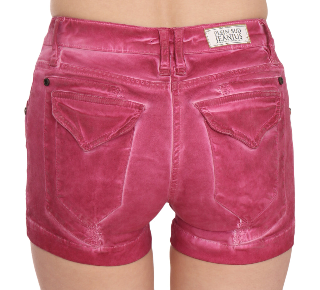 Mini-short en jean PLEIN SUD rose en coton (taille mi-haute)