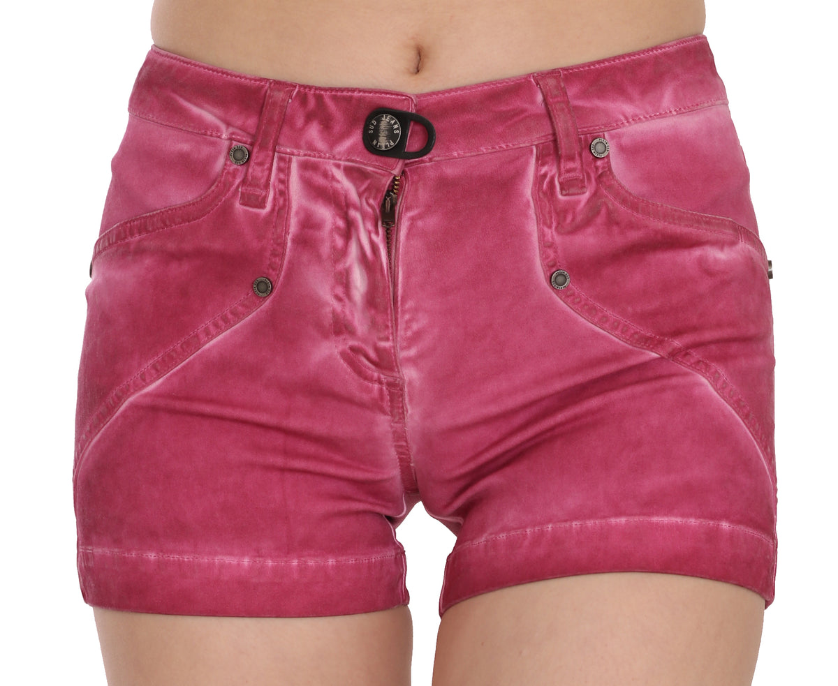 Mini-short en jean PLEIN SUD rose en coton (taille mi-haute)