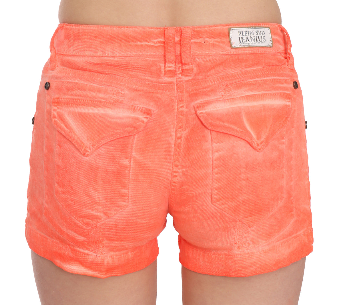 Mini-short PLEIN SUD orange en coton (taille mi-haute)