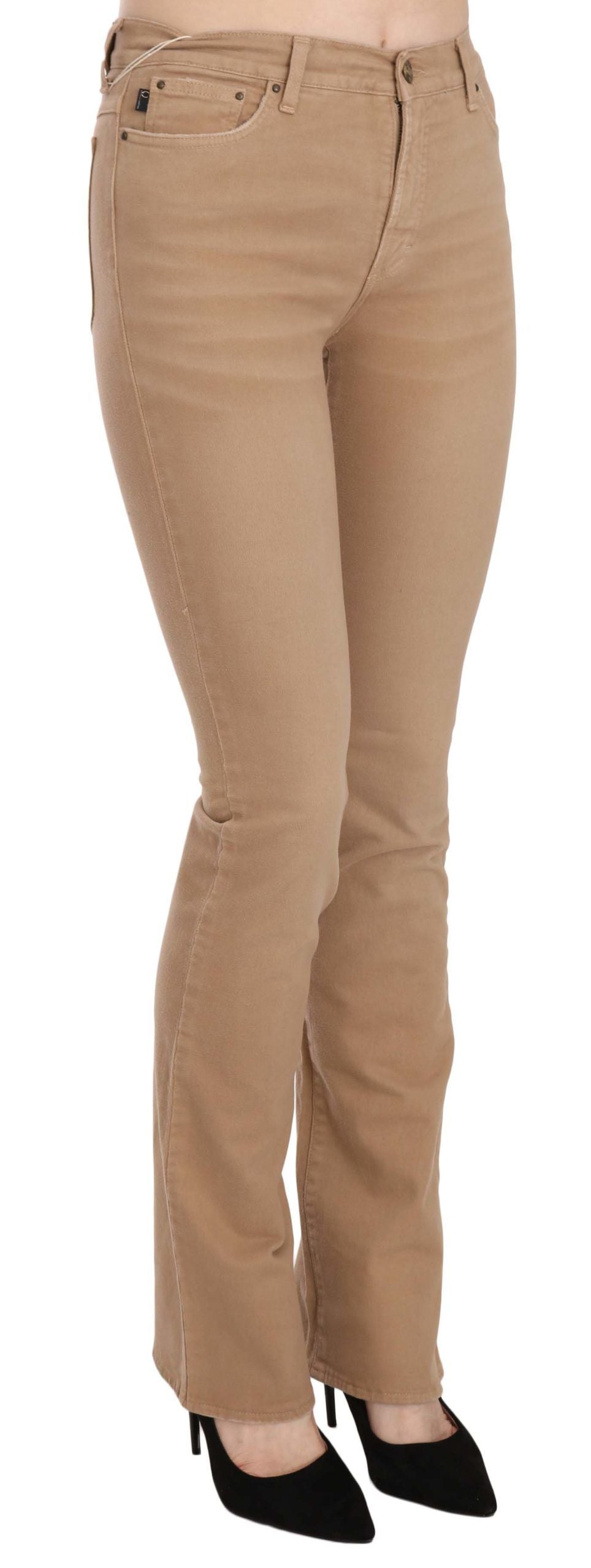 Pantalon Just Cavalli marron en coton (taille mi-haute, skinny)