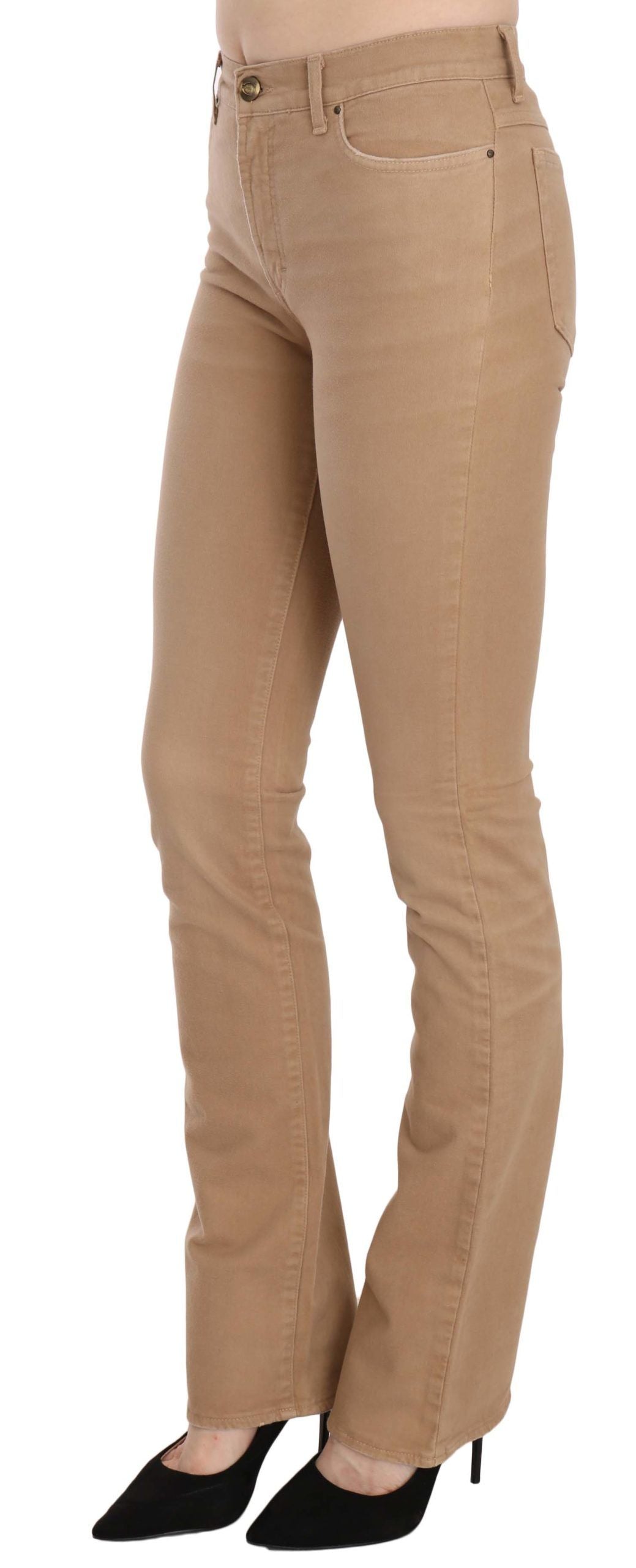 Pantalon Just Cavalli marron en coton (taille mi-haute, skinny)