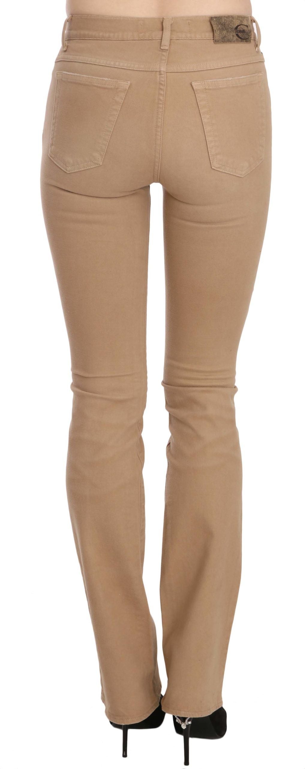 Pantalon Just Cavalli marron en coton (taille mi-haute, skinny)