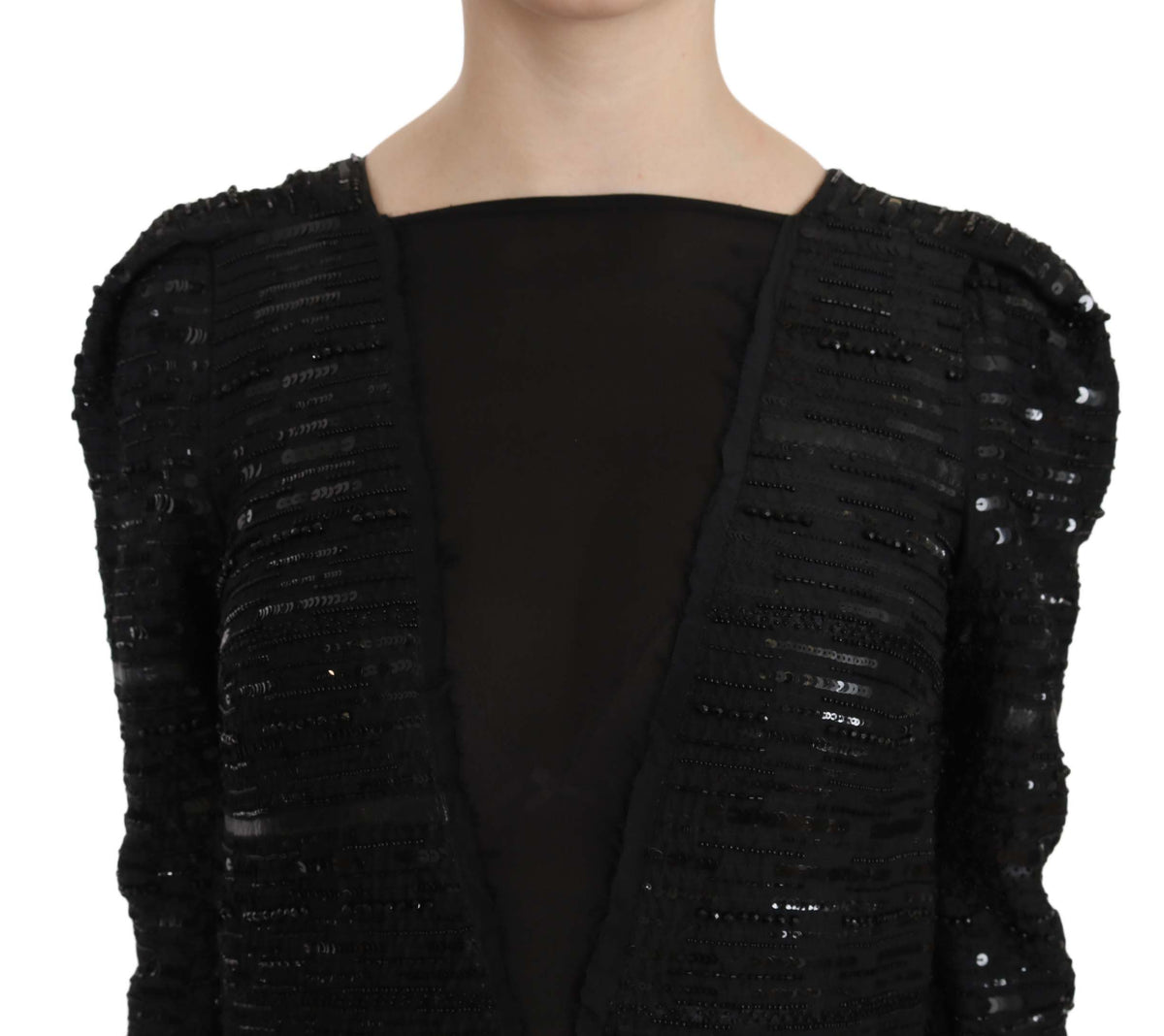 Robe John Richmond noire en soie (longue, à sequins)