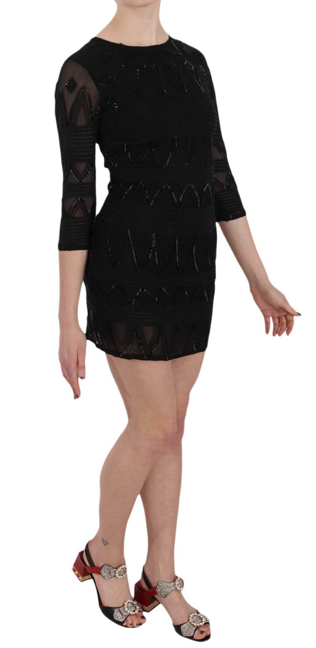 Robe de soirée courte John Richmond noire en soie (à sequins)