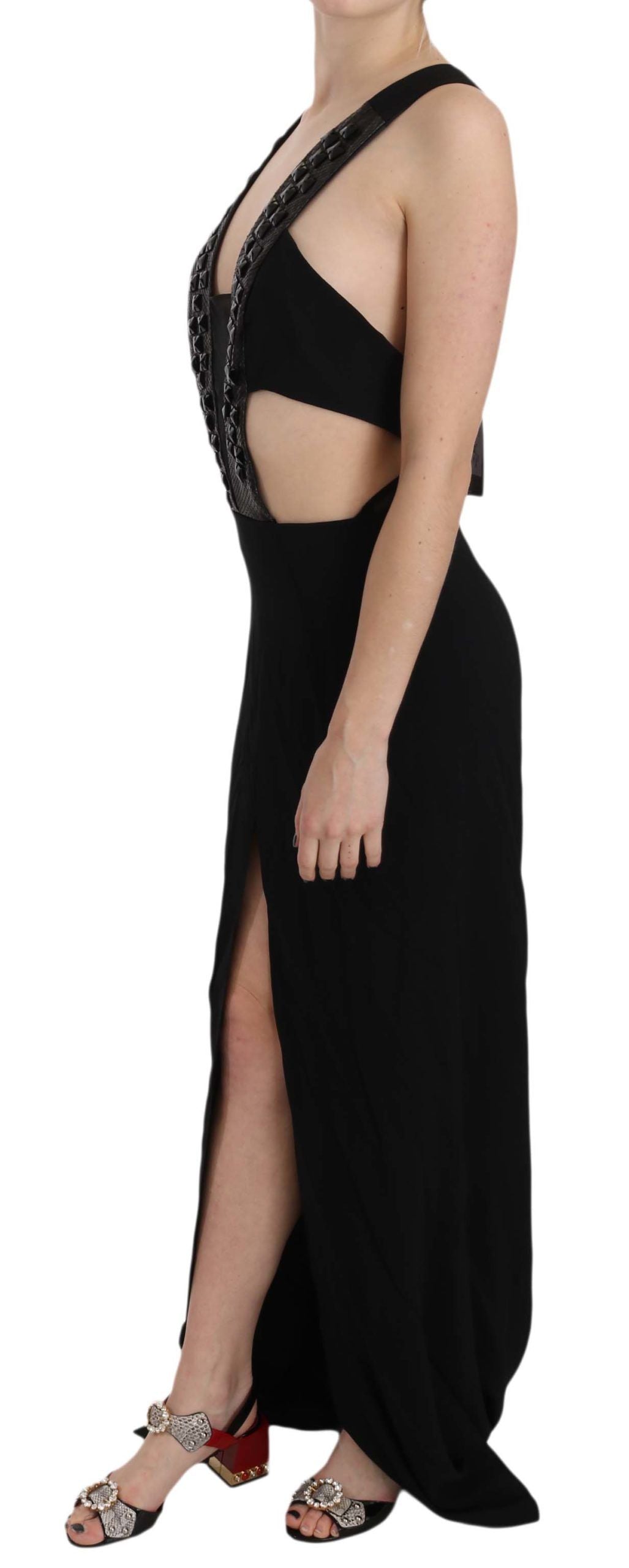 Robe évasée John Richmond noire en cuir