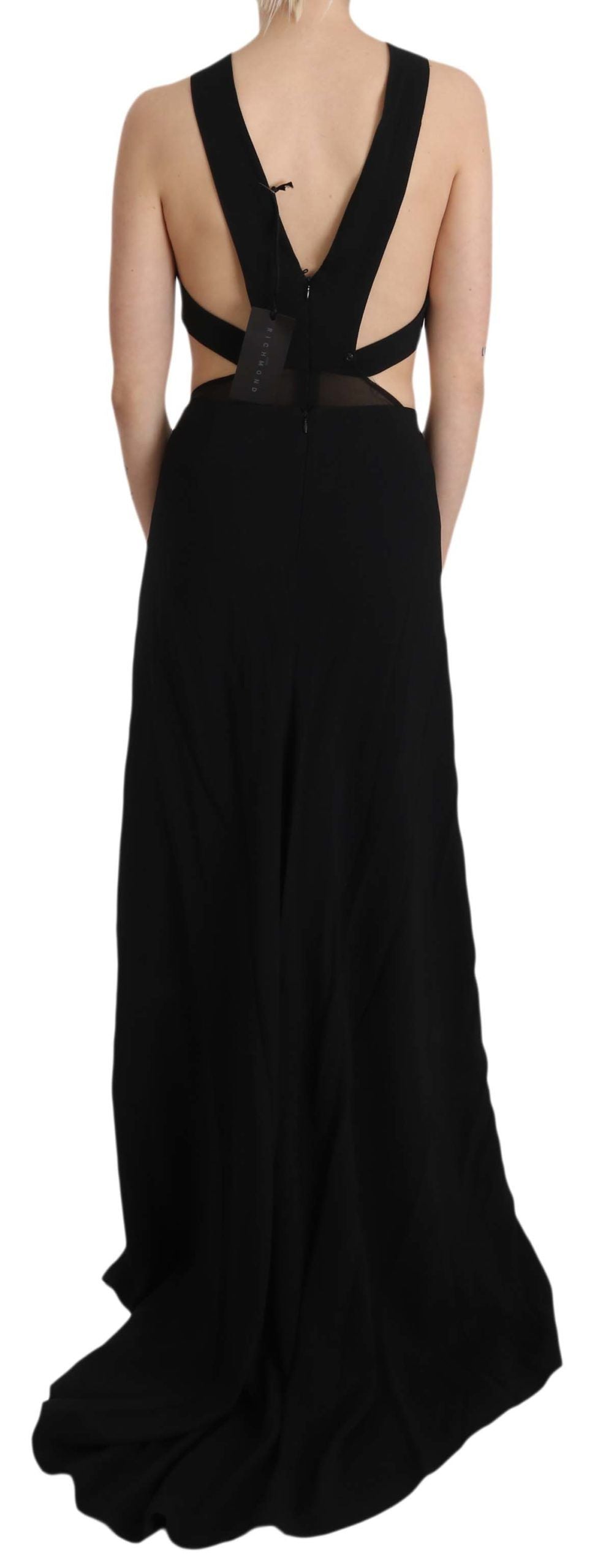 Robe évasée John Richmond noire en cuir
