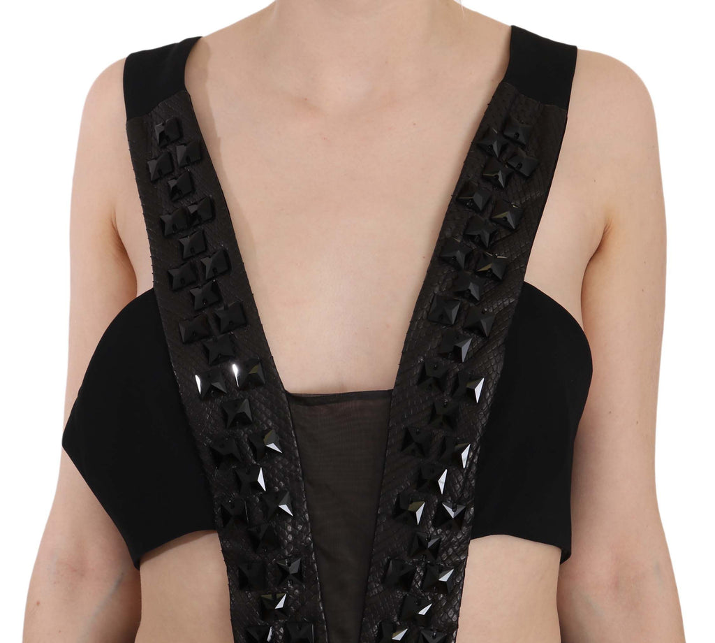 Robe évasée John Richmond noire en cuir