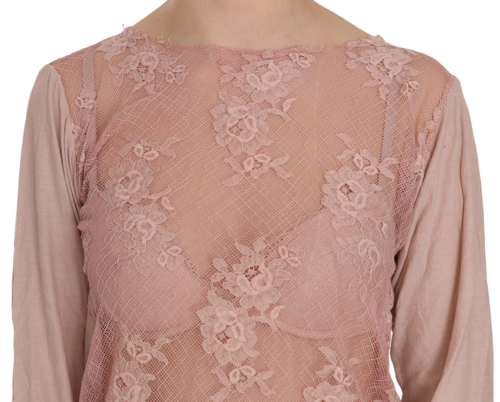 Chemisier PINK MEMORIES rose en dentelle (manches longues)