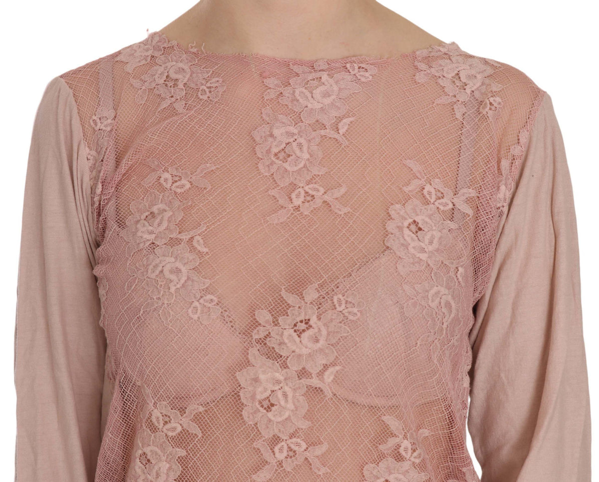 Chemisier PINK MEMORIES rose en dentelle (manches longues)