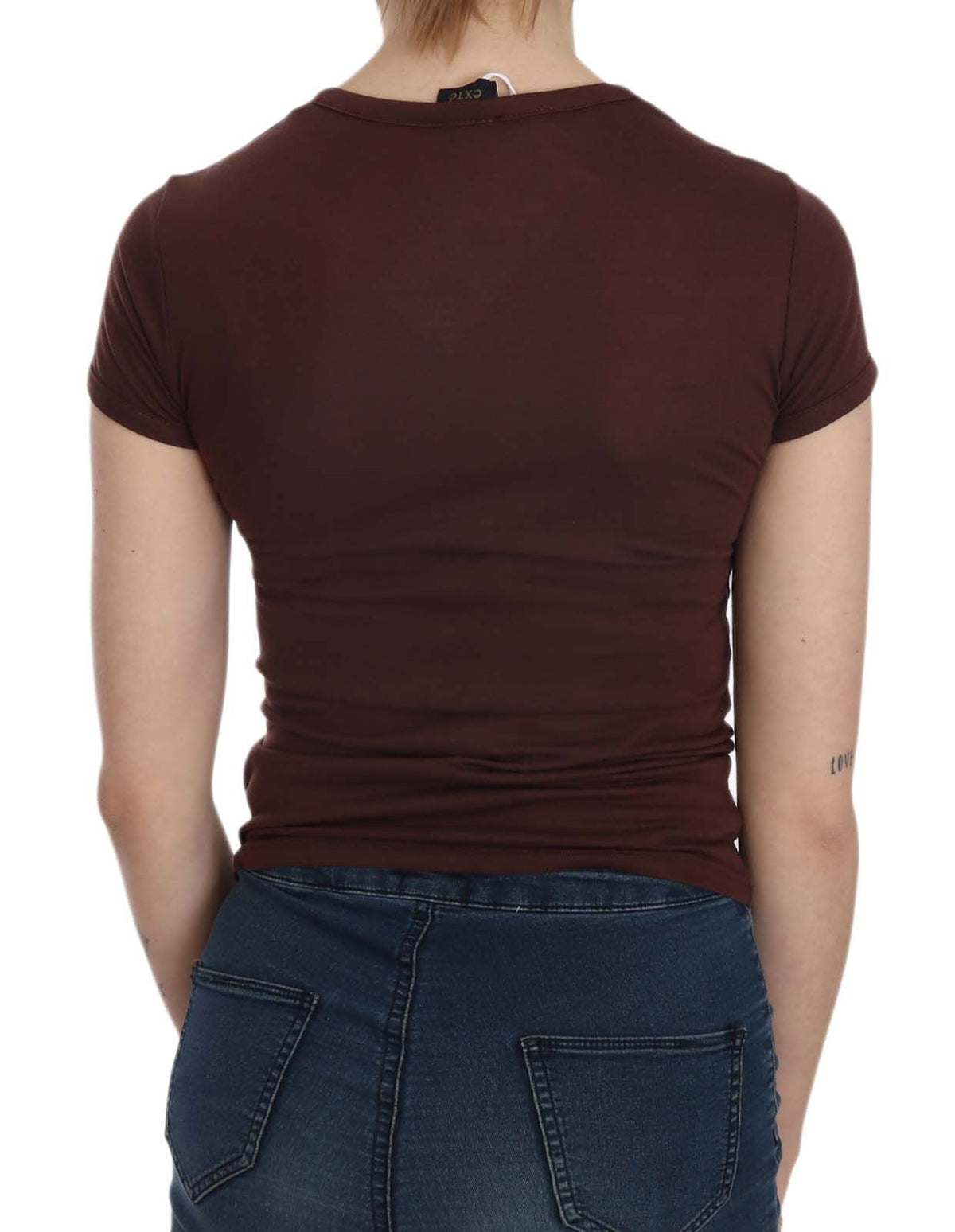 Chemise Exte marron (manches courtes, casual chic)