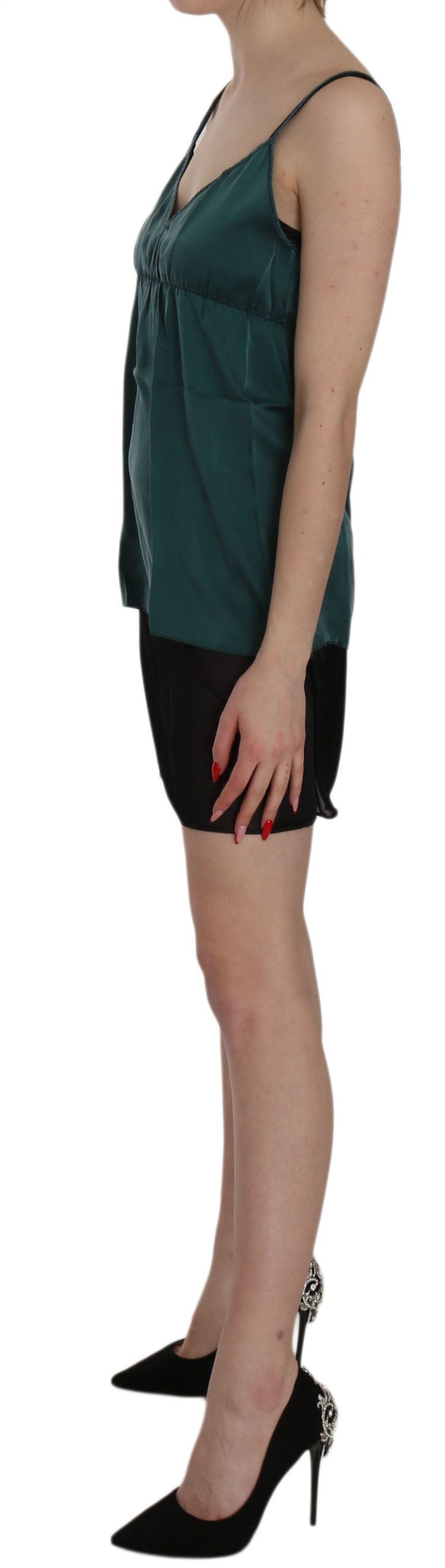 Robe courte PINK MEMORIES verte en soie