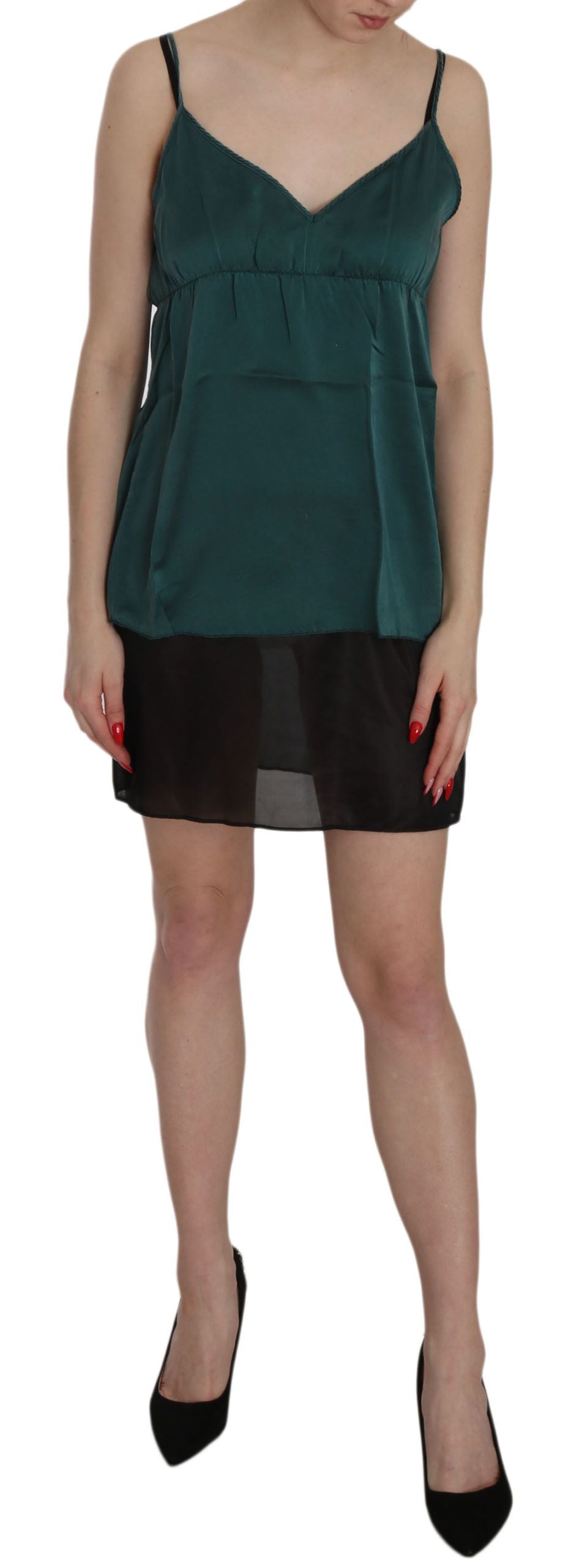 Robe courte PINK MEMORIES verte en soie