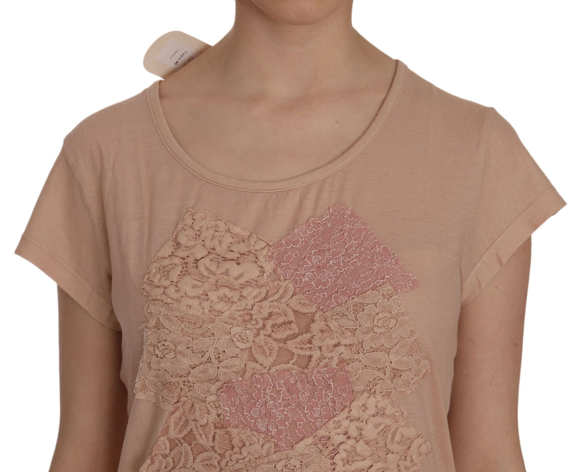 Robe courte PINK MEMORIES rose en dentelle (manches courtes)