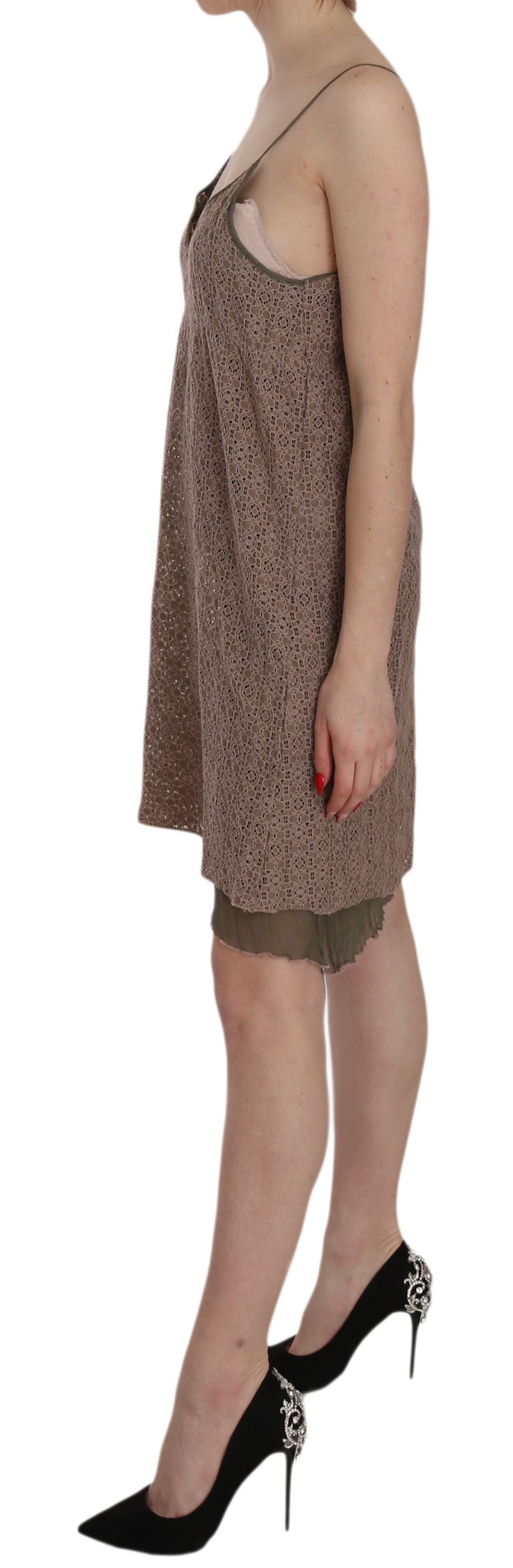 Robe courte PINK MEMORIES verte en coton