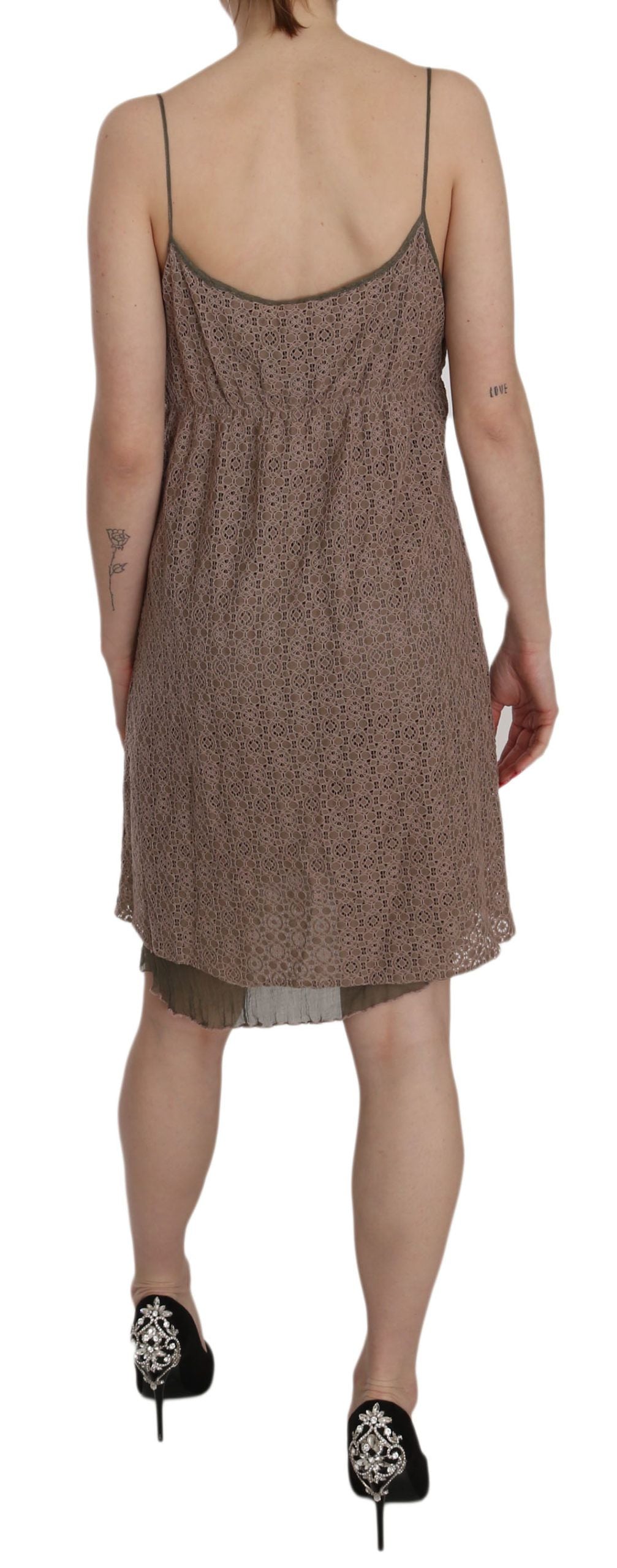 Robe courte PINK MEMORIES verte en coton