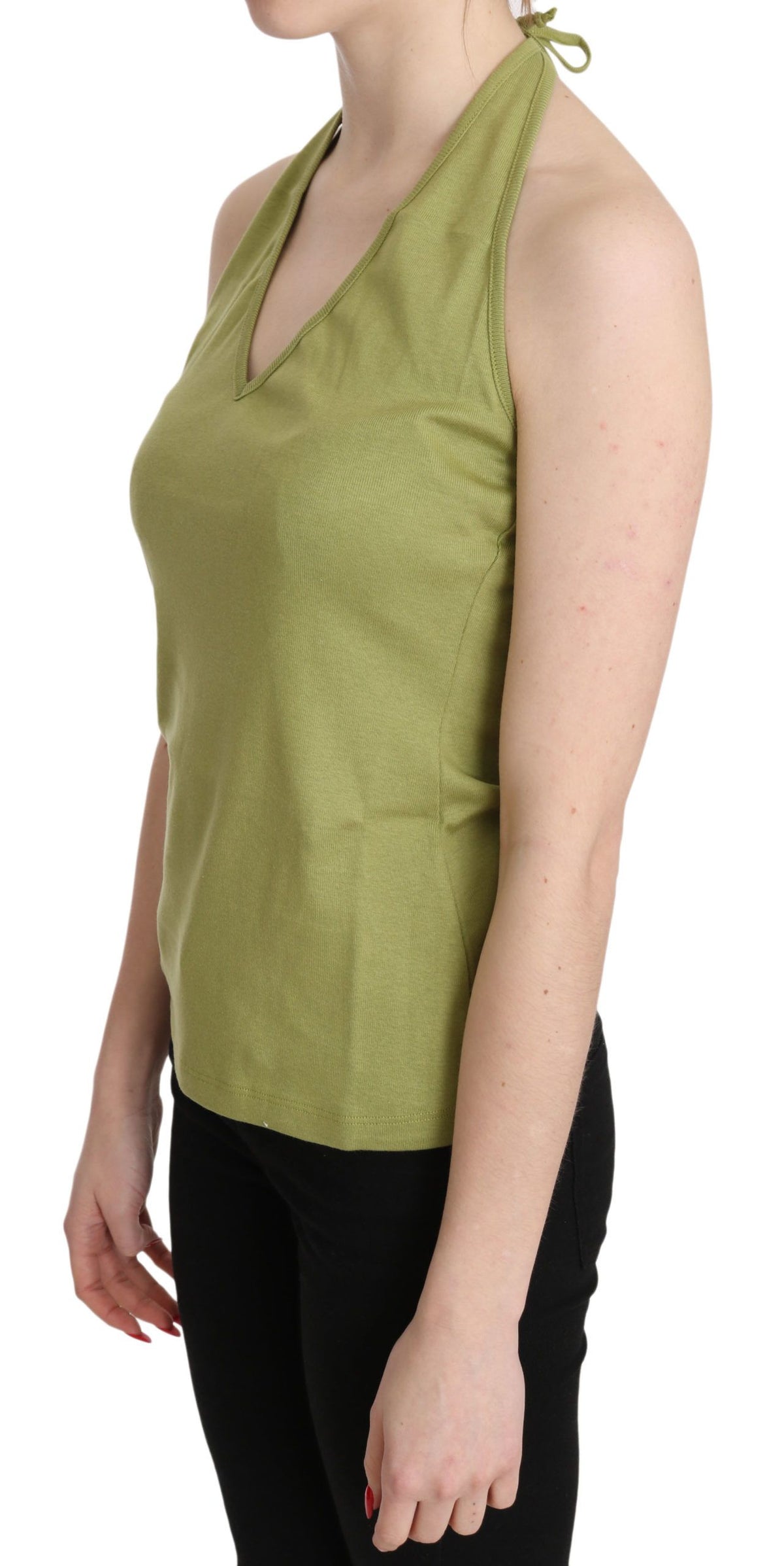 Chemisier GF Ferre vert en coton (sans manches, casual chic)