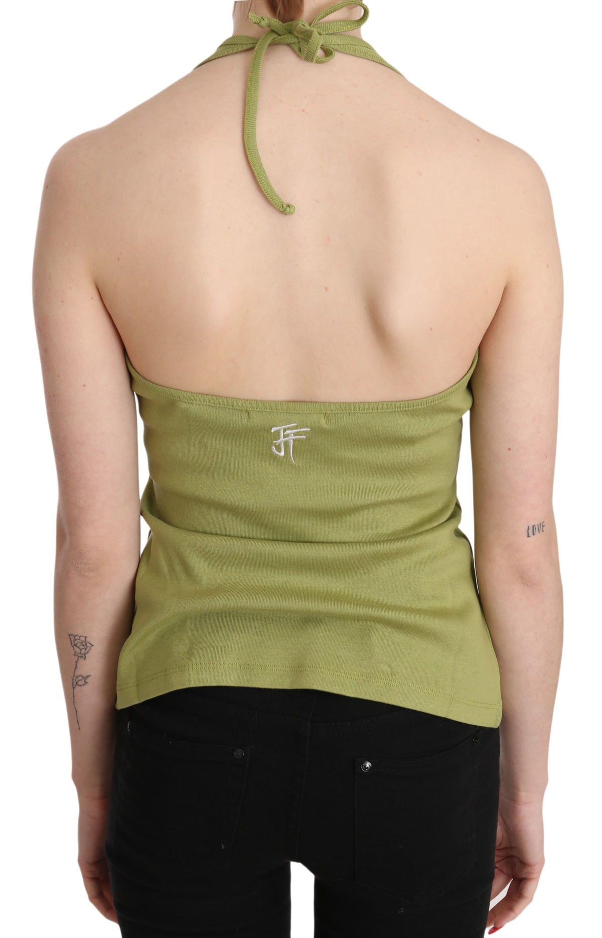 Chemisier GF Ferre vert en coton (sans manches, casual chic)