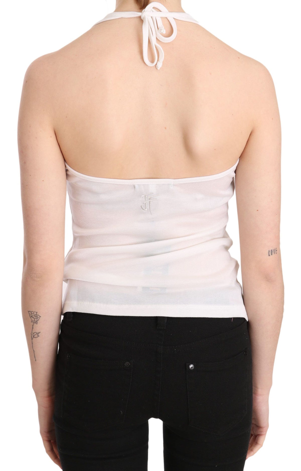 Chemisier GF Ferre blanc en coton (sans manches, casual chic)