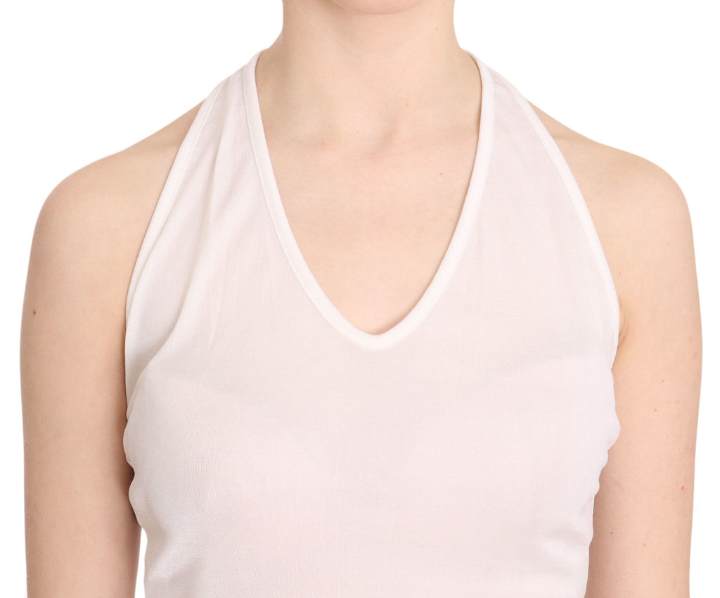 Chemisier GF Ferre blanc en coton (sans manches, casual chic)