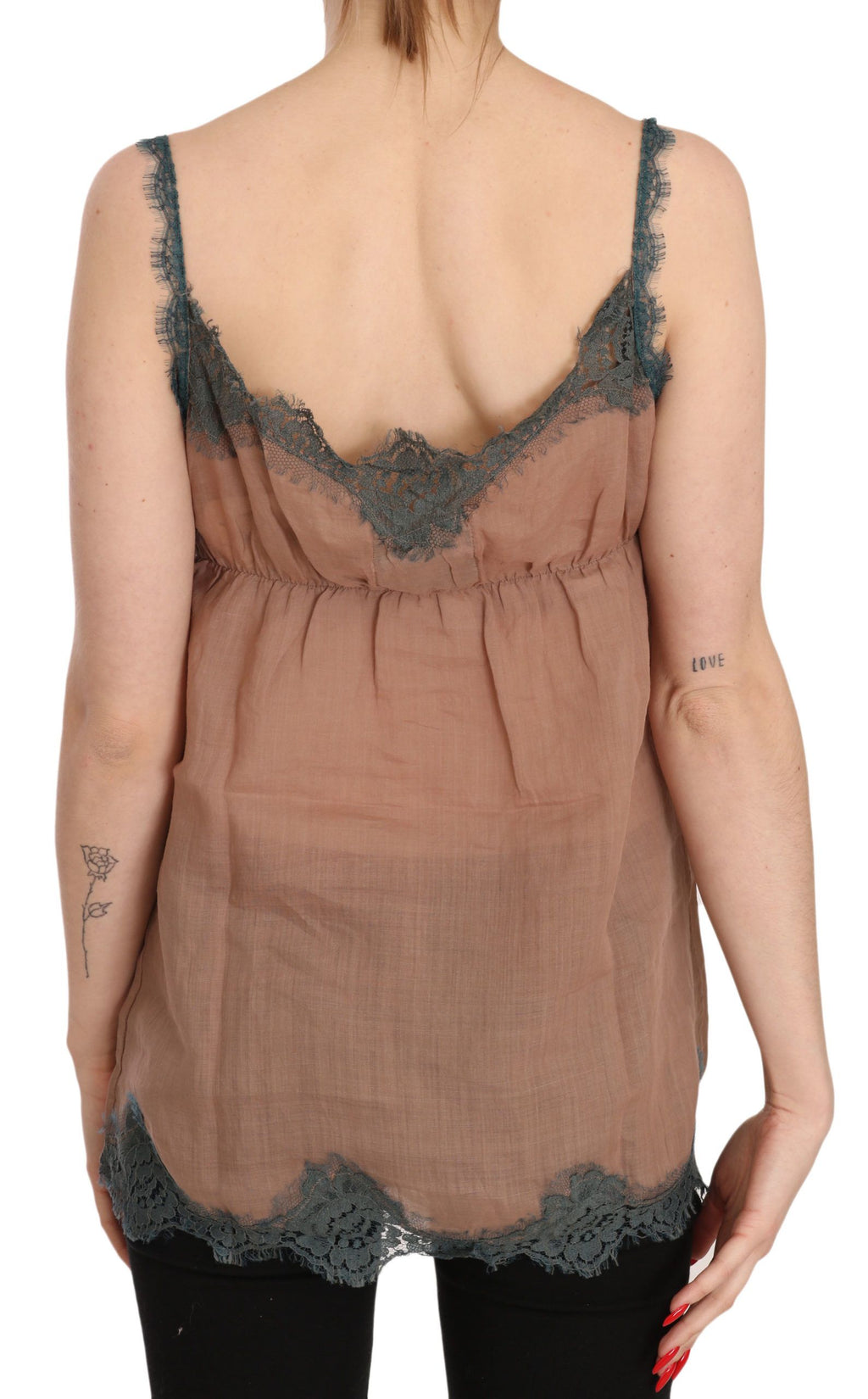 Chemisier PINK MEMORIES marron en dentelle