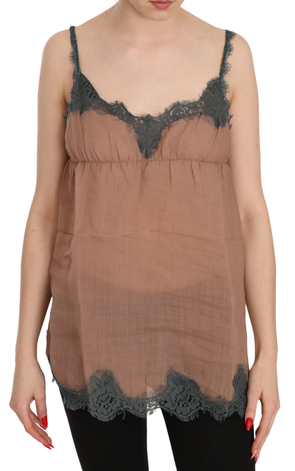 Chemisier PINK MEMORIES marron en dentelle