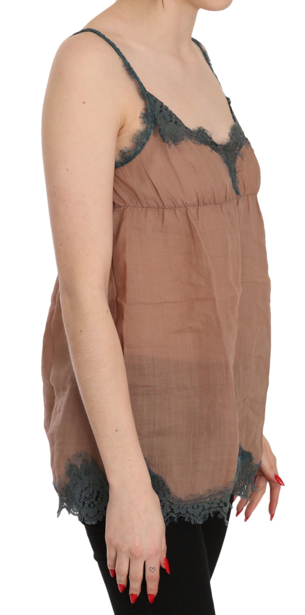 Chemisier PINK MEMORIES marron en dentelle