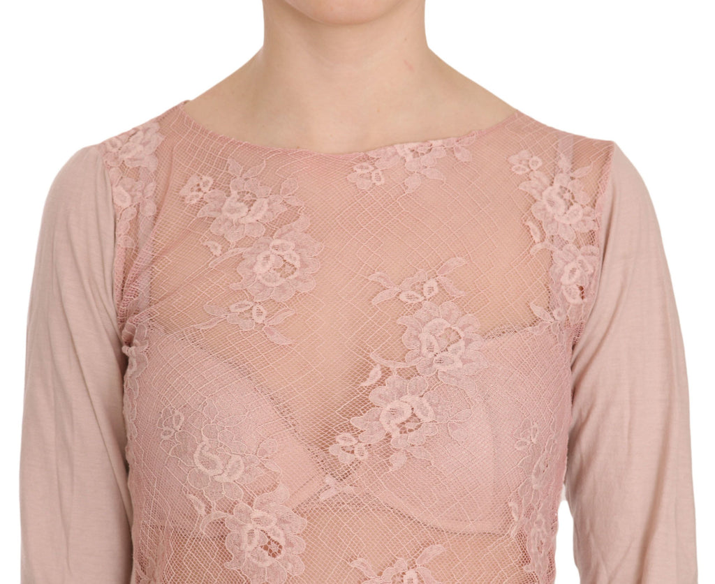 Chemisier PINK MEMORIES rose en dentelle (manches longues)