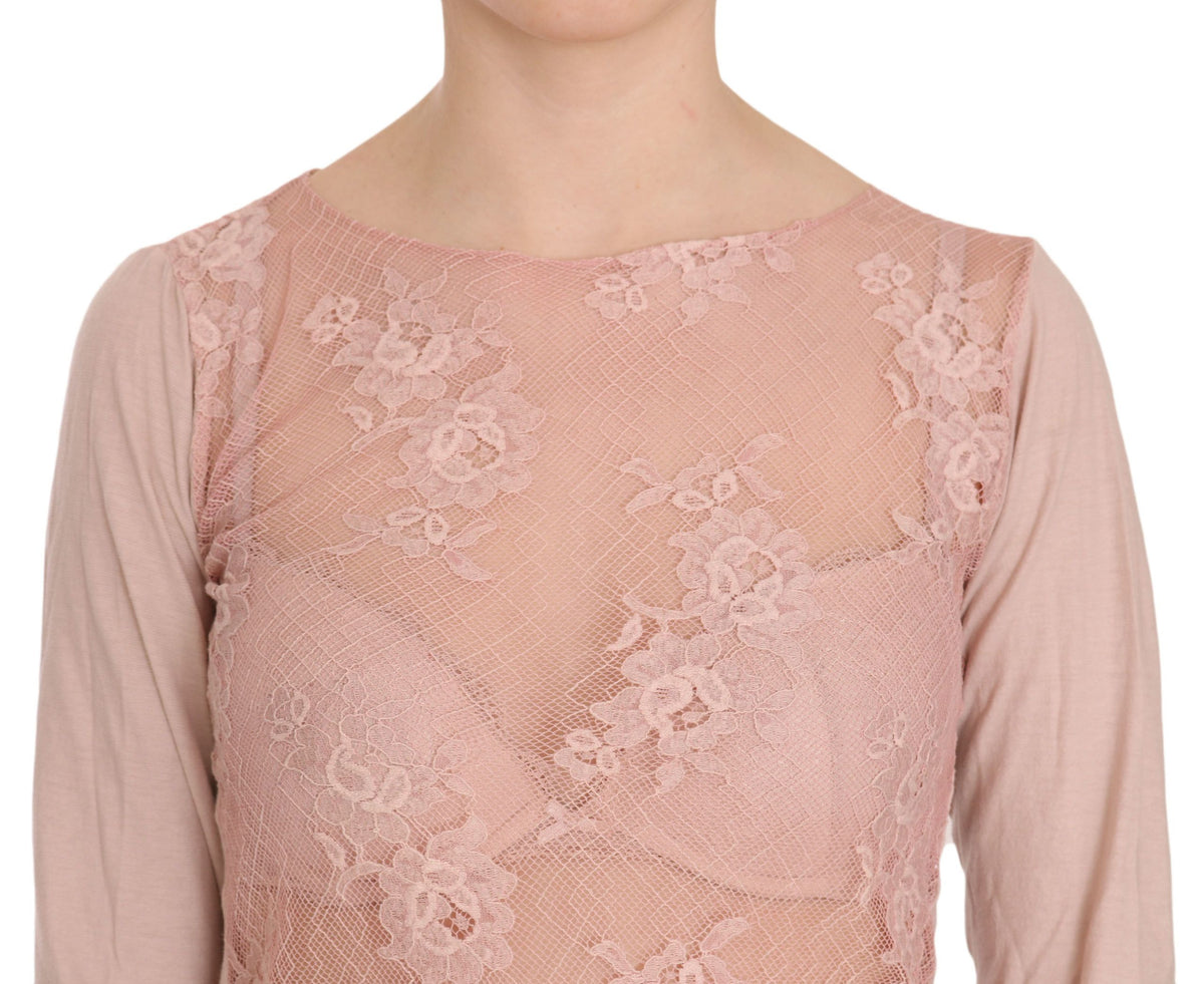 Chemisier PINK MEMORIES rose en dentelle (manches longues)