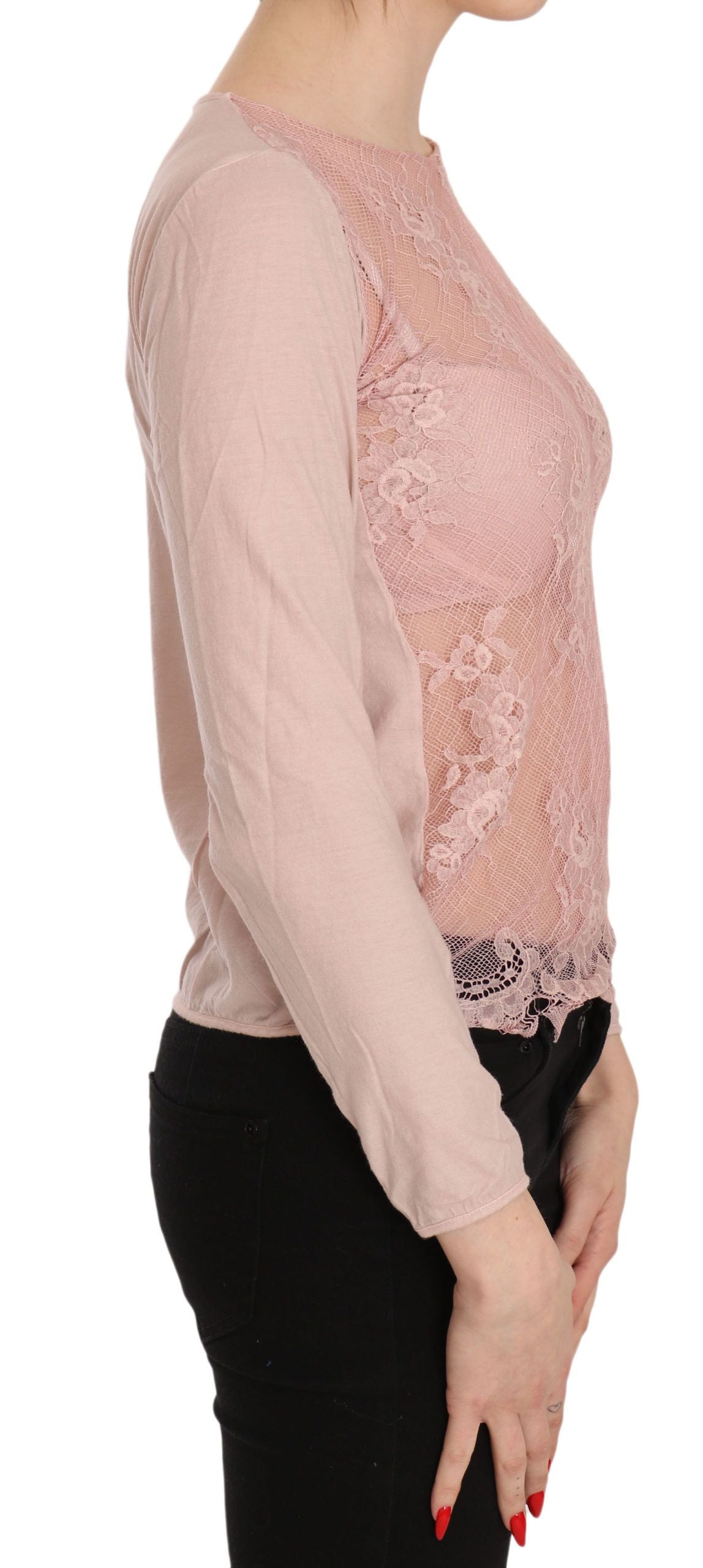 Chemisier PINK MEMORIES rose en dentelle (manches longues)