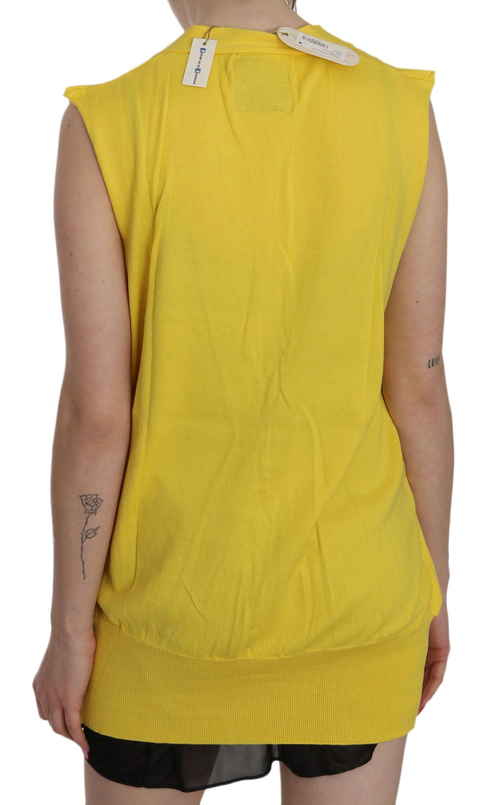 Gilet cardigan PINK MEMORIES jaune en 100 % coton (sans manches)