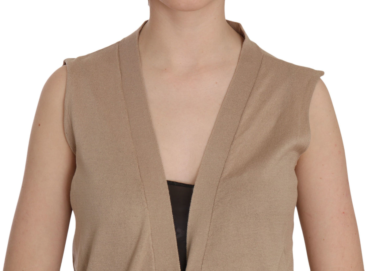 Gilet cardigan PINK MEMORIES marron en 100 % coton (sans manches)