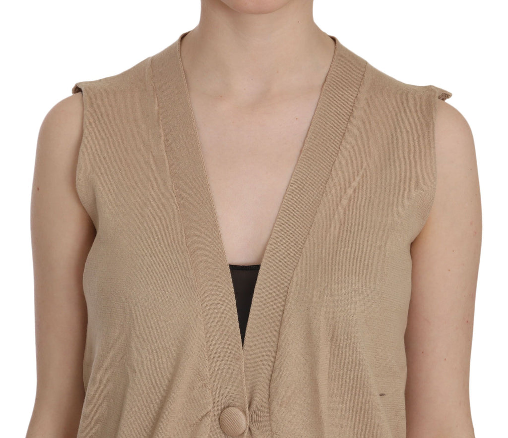 Gilet cardigan PINK MEMORIES marron en 100 % coton (sans manches)