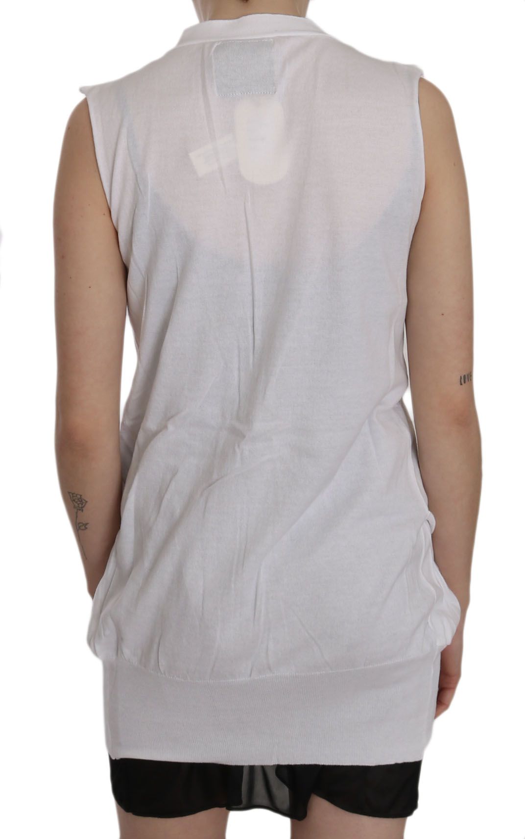 Gilet cardigan PINK MEMORIES blanc en 100 % coton (sans manches)