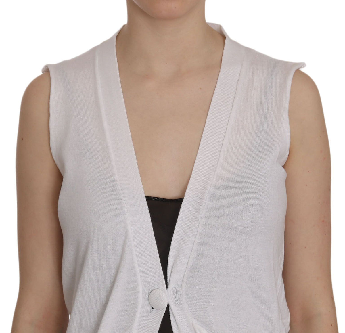 Gilet cardigan PINK MEMORIES blanc en 100 % coton (sans manches)
