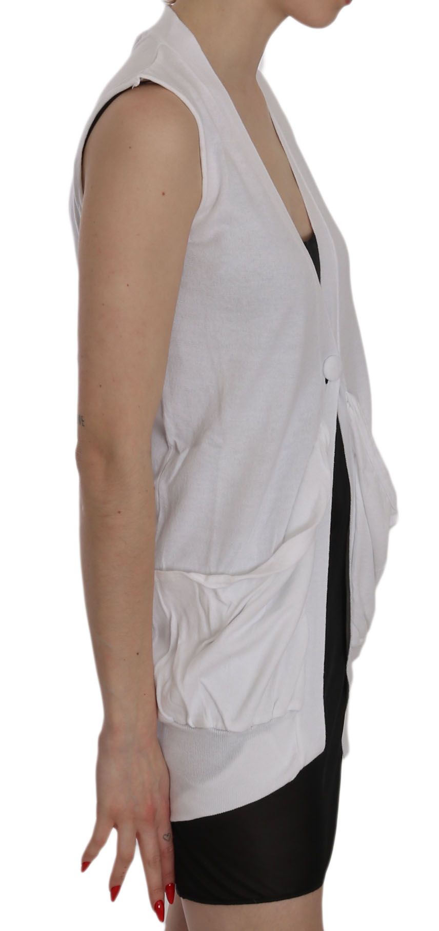 Gilet cardigan PINK MEMORIES blanc en 100 % coton (sans manches)