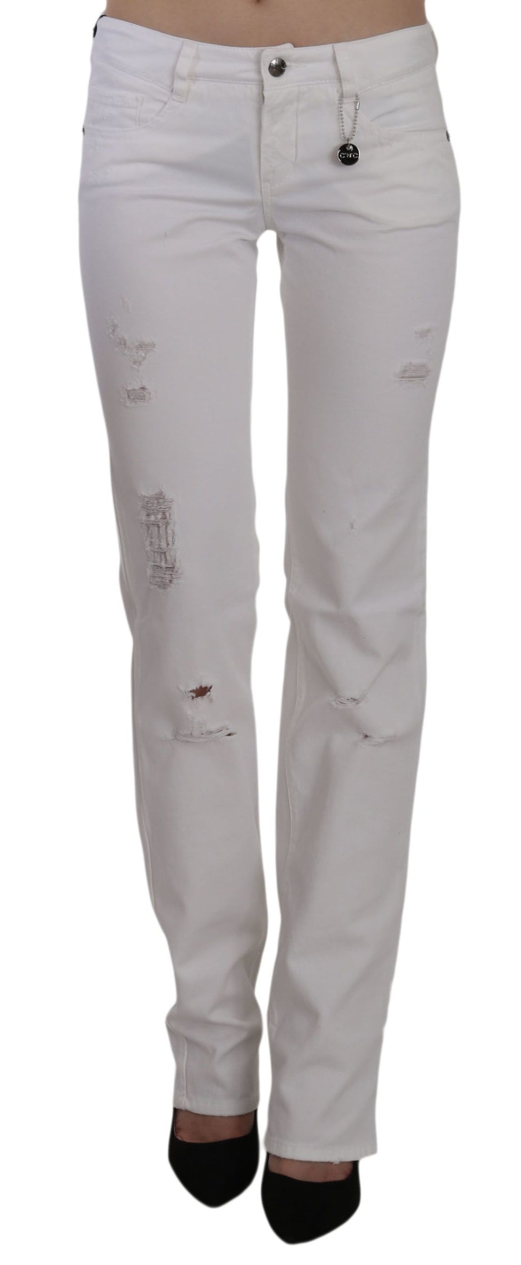 Jean Costume National blanc en coton (coupe ajustée, droit)