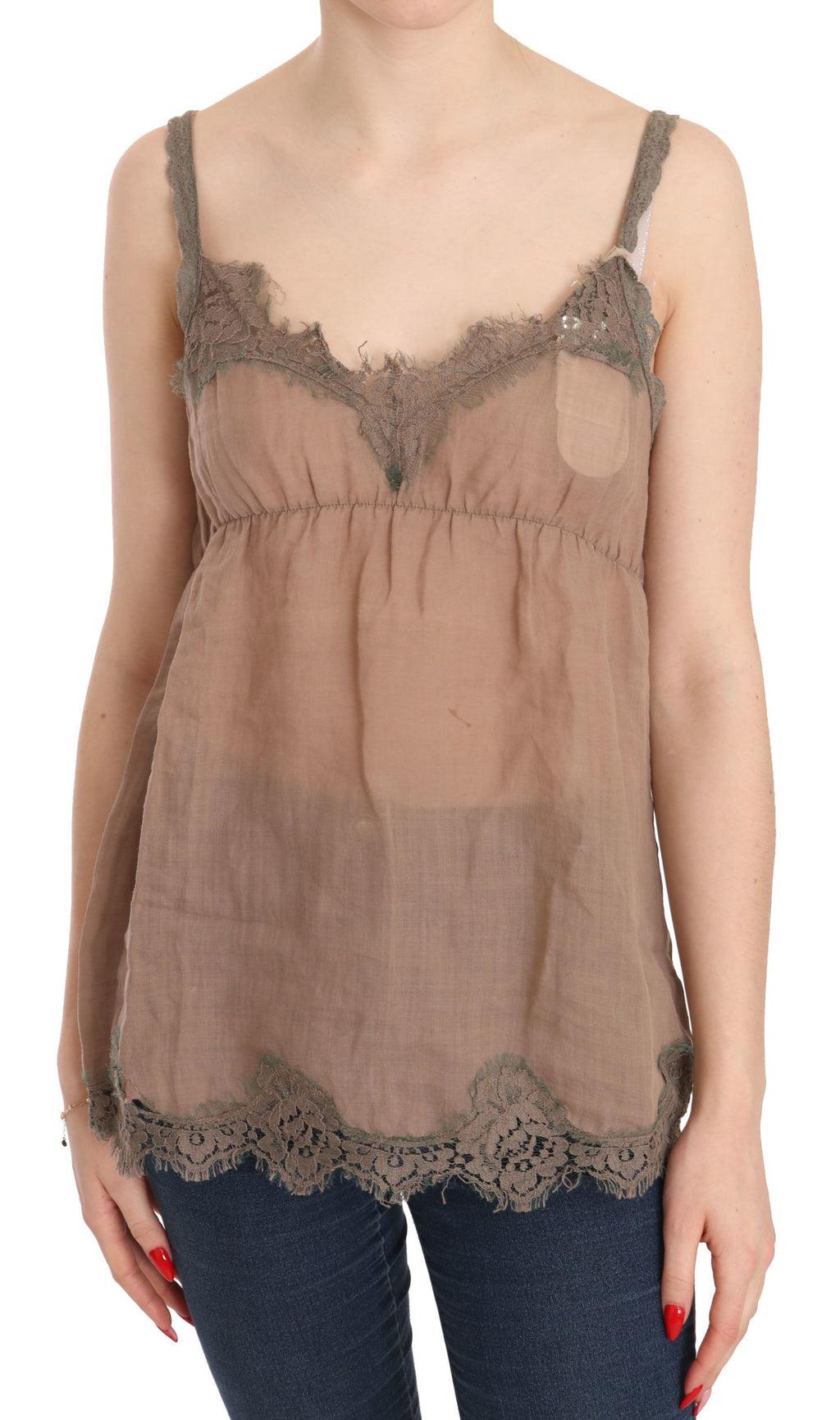 Chemisier PINK MEMORIES marron en dentelle