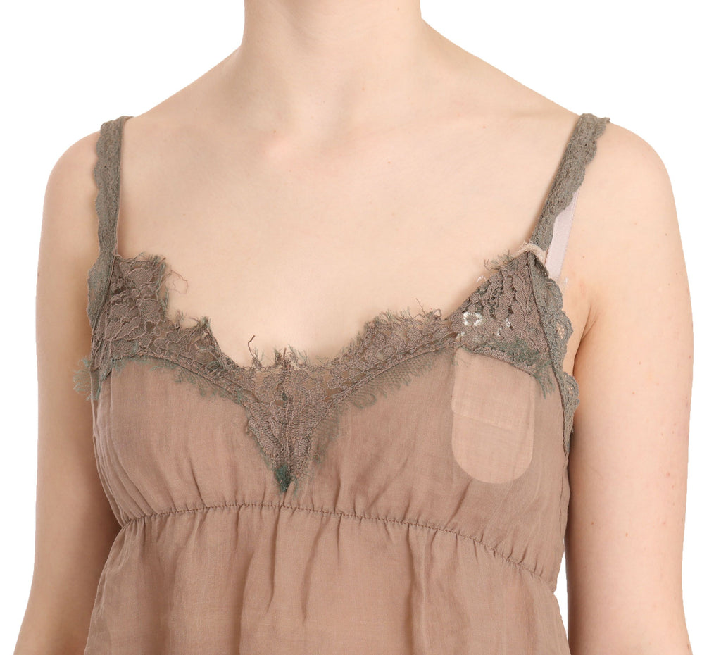 Chemisier PINK MEMORIES marron en dentelle