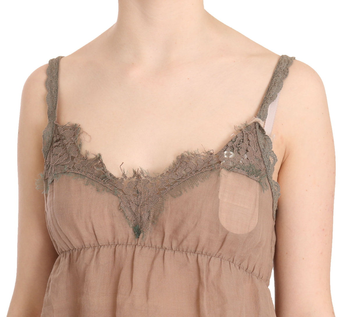 Chemisier PINK MEMORIES marron en dentelle