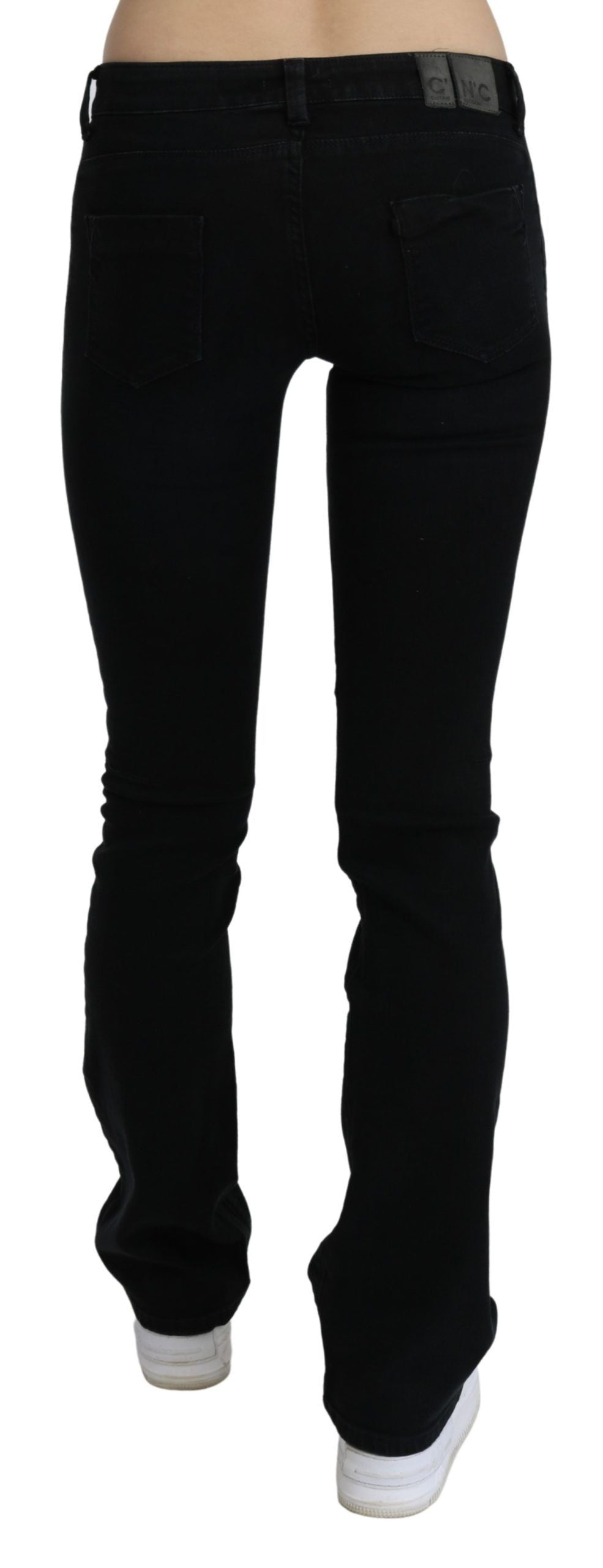 Jean Costume National noir en coton (taille basse, skinny)