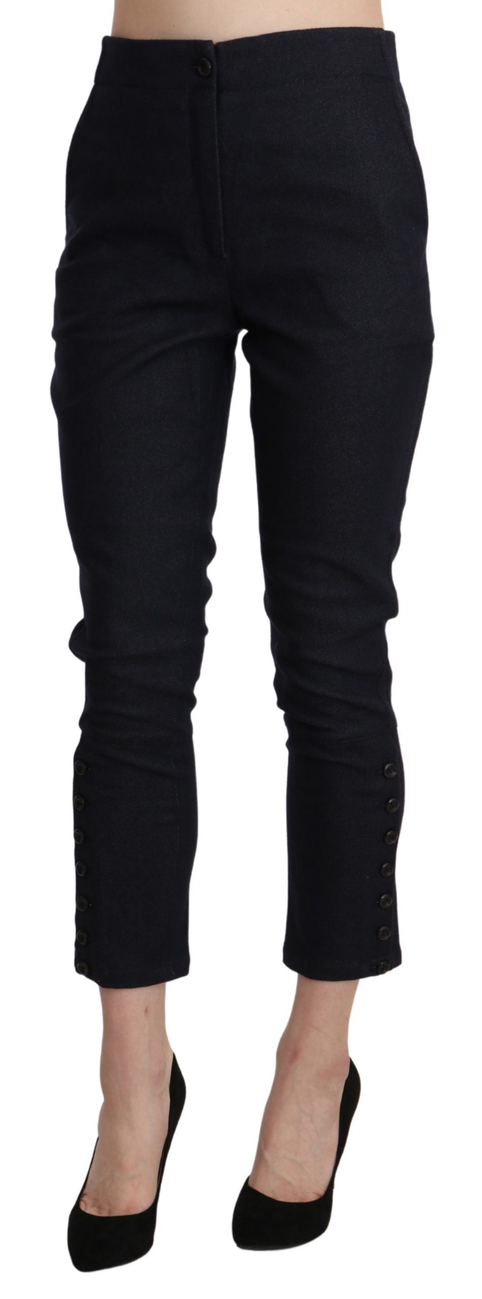 Pantalon Ermanno Scervino noir en coton (taille haute, court)