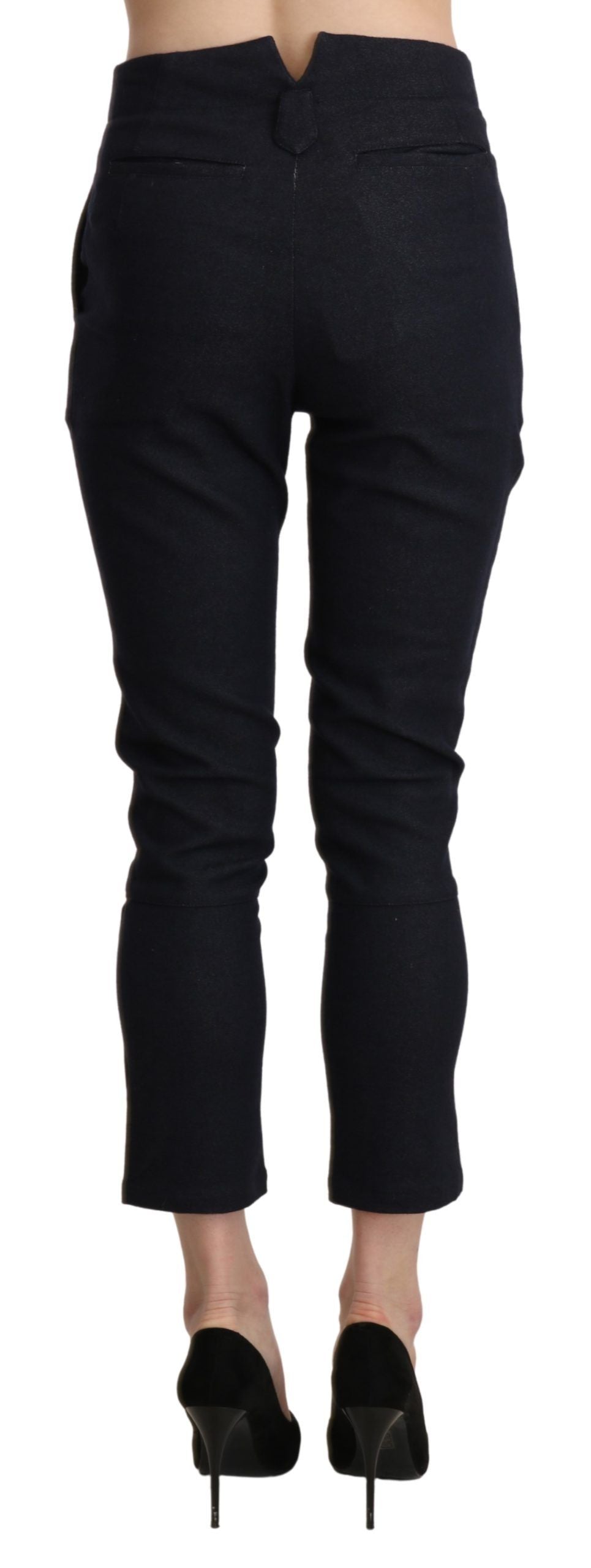 Pantalon Ermanno Scervino noir en coton (taille haute, court)