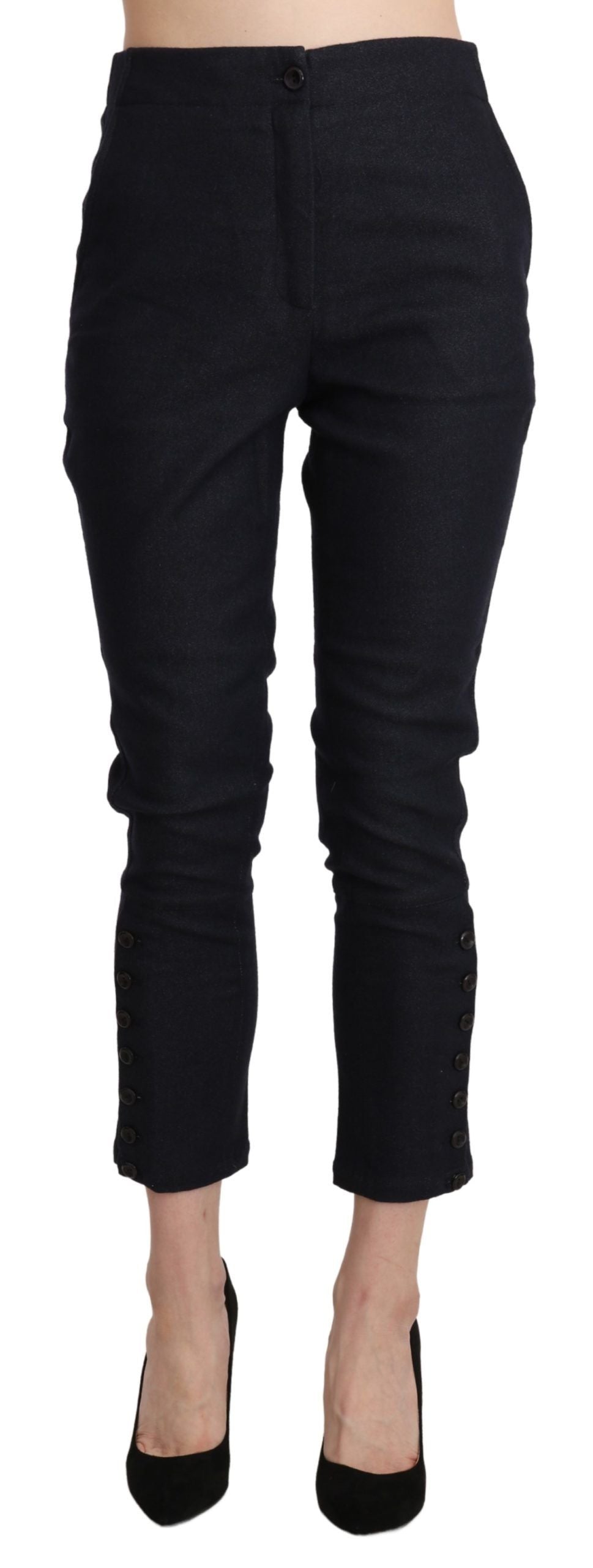 Pantalon Ermanno Scervino noir en coton (taille haute, court)