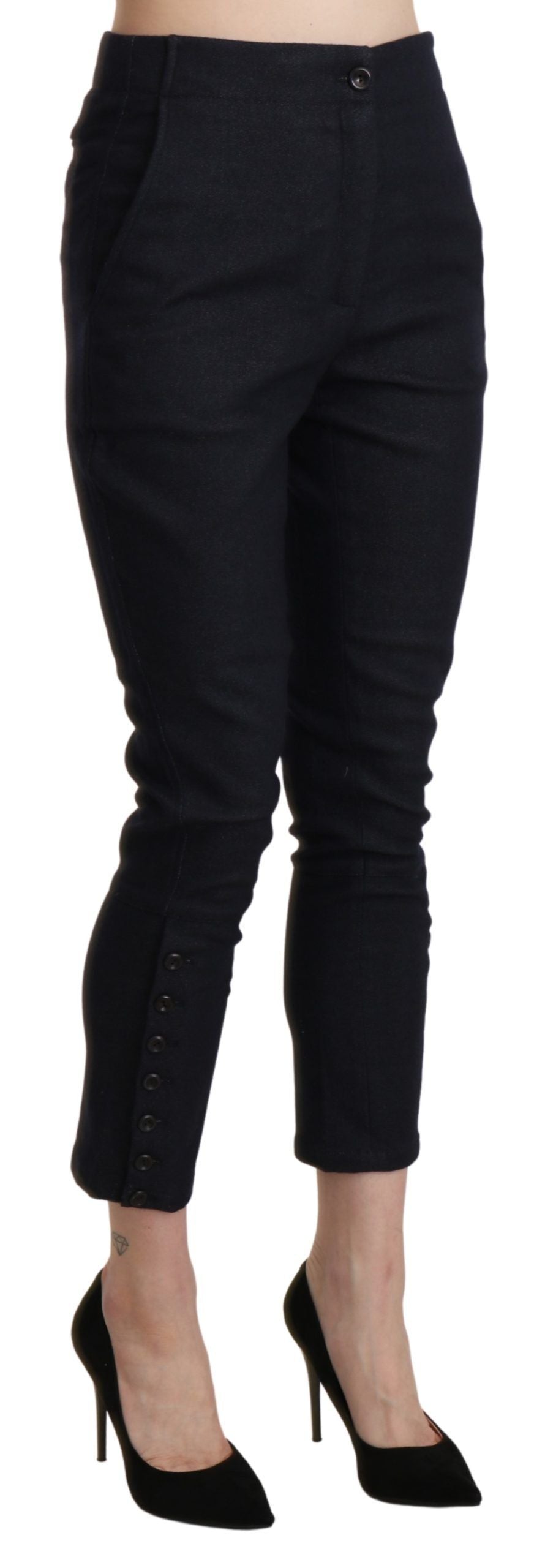 Pantalon Ermanno Scervino noir en coton (taille haute, court)