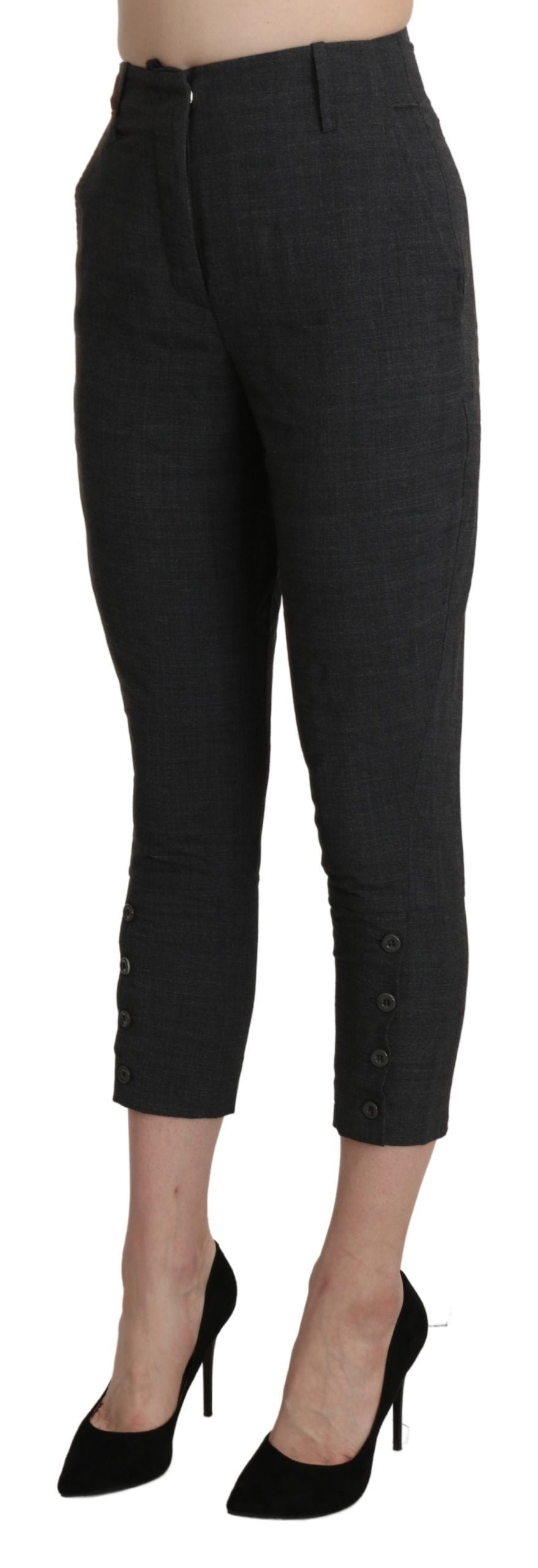 Pantalon Ermanno Scervino gris en coton (taille haute, court)