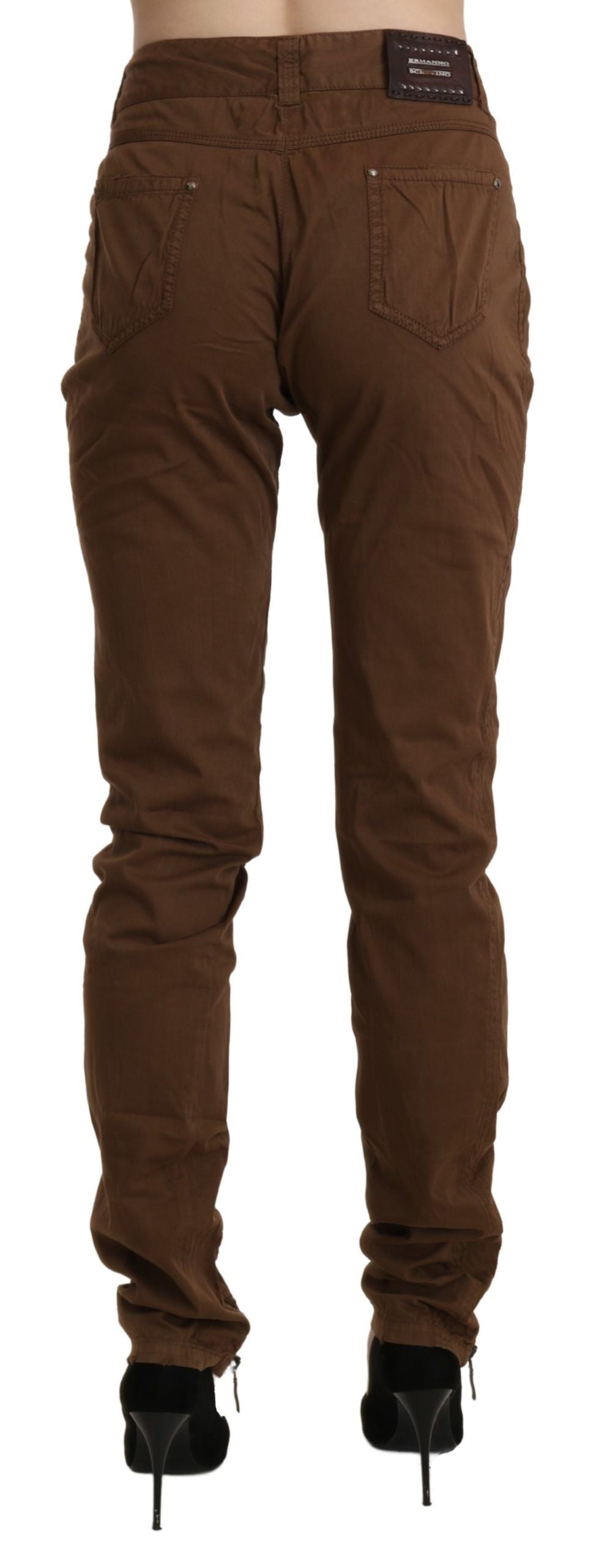 Pantalon Ermanno Scervino marron en coton (taille haute, skinny)