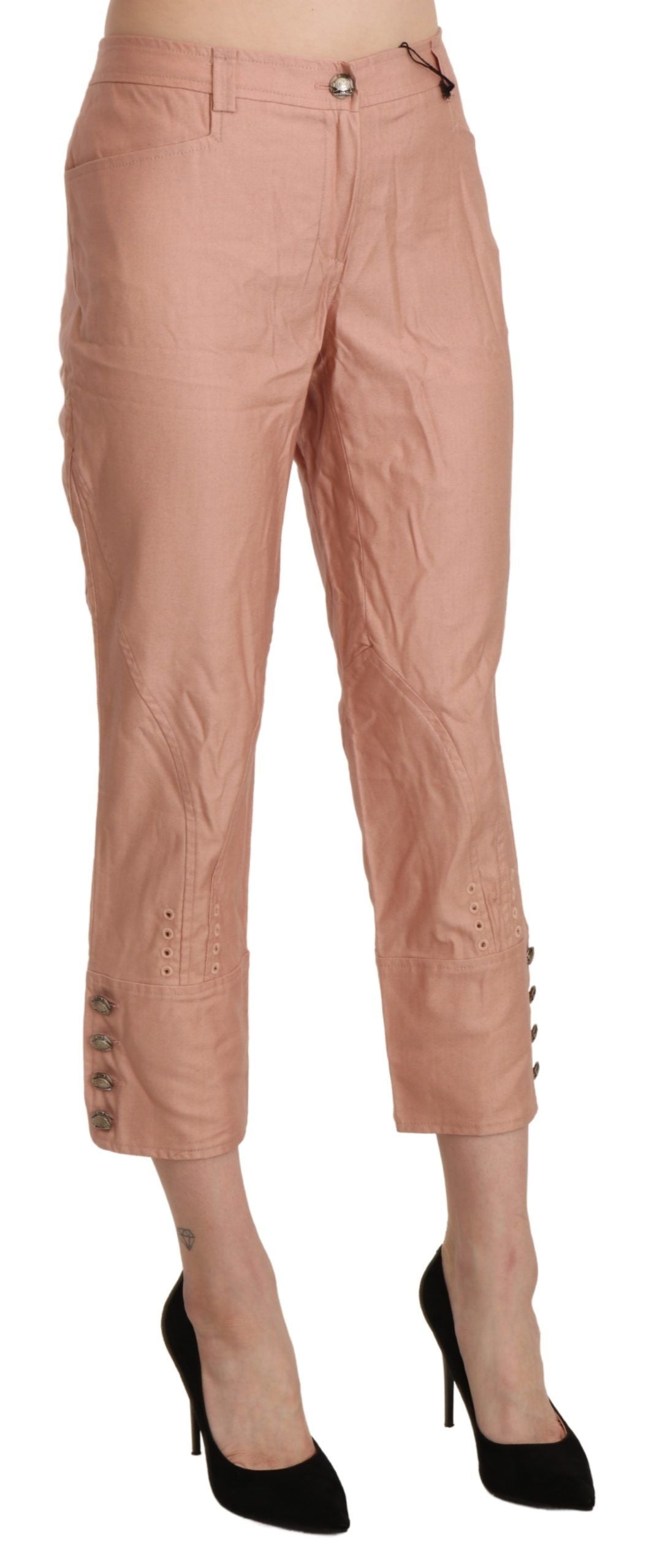 Pantalon Ermanno Scervino rose en coton (taille haute, court)